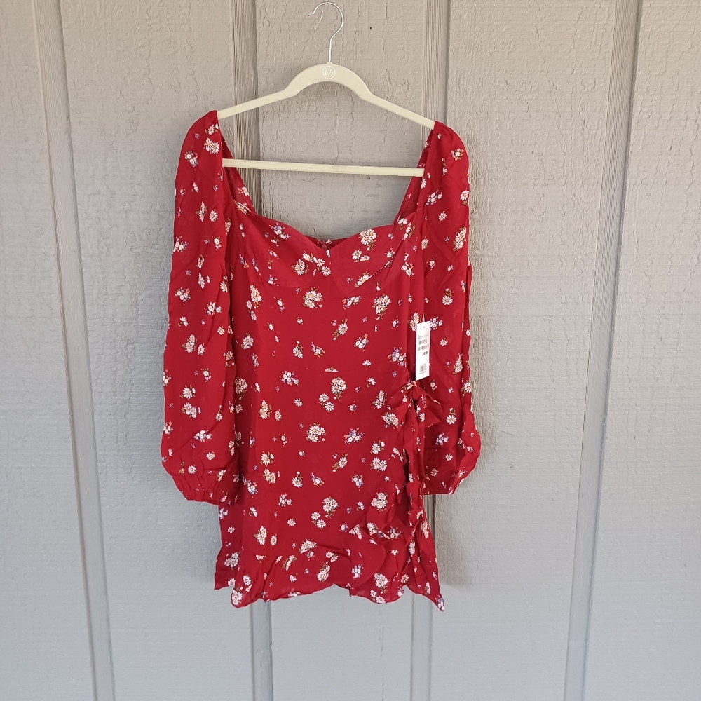 Reformation Cammi Floral Mini Dress Size 10 Women Viscose Long Sleeve In Cassia